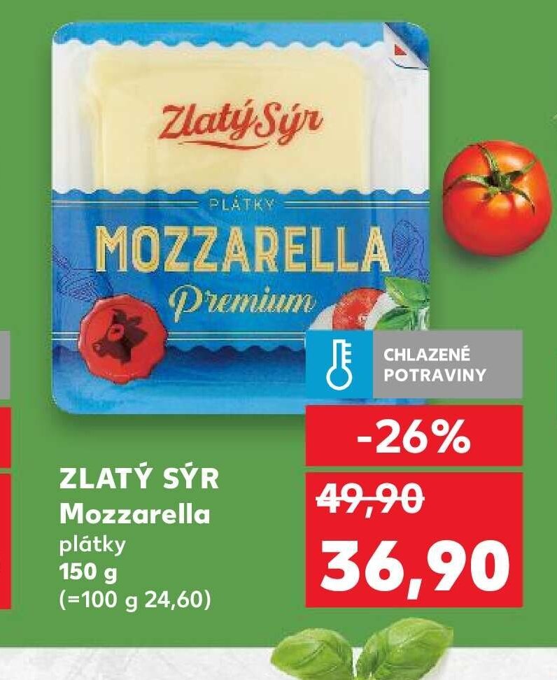 ZLATÝ SÝR Mozzarella plátky 150 g
