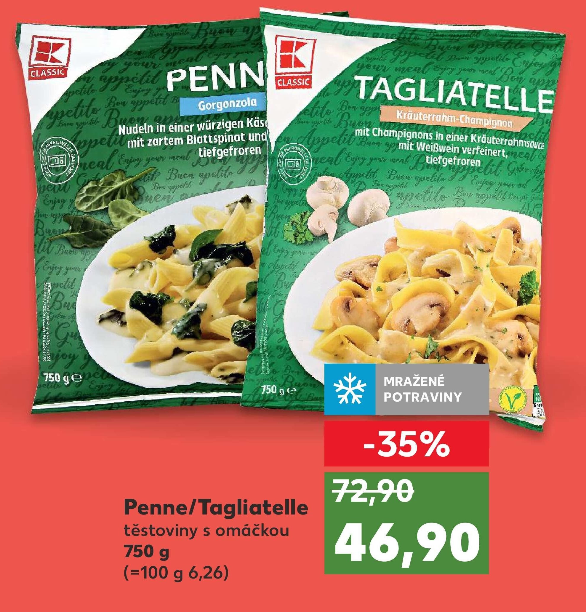 Penne/Tagliatelle těstoviny s omáčkou 750 g