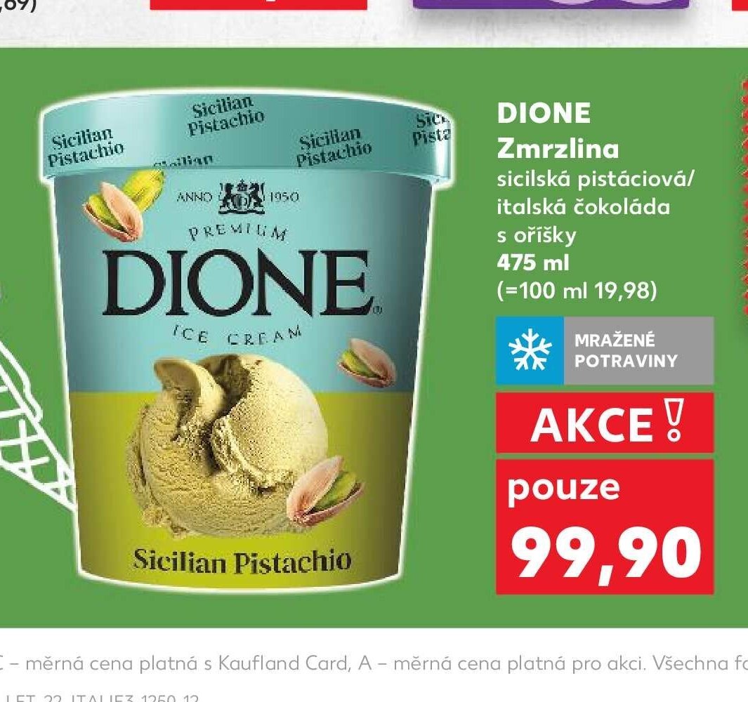DIONE Zmrzlina sicilská pistáciová/italská čokoláda 475 ml