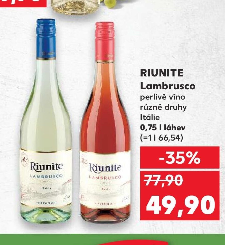 Riunite Lambrusco perlivé víno různé druhy