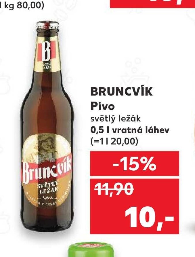 BRUNCVÍK Pivo světlý ležák 0,5 l