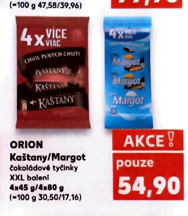 Orion Kaštany/Margot čokoládové tyčinky