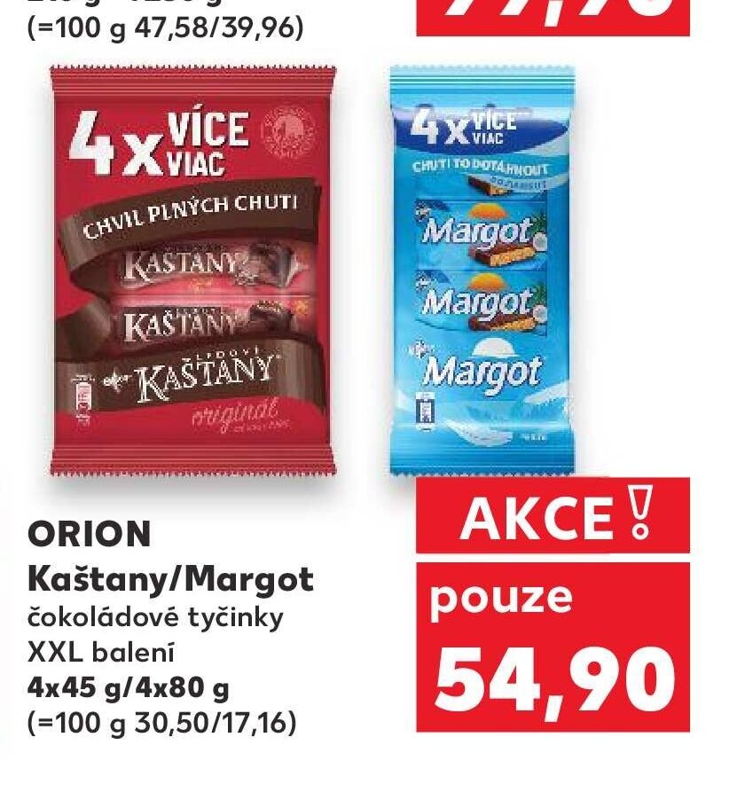 ORION Kaštany/Margot čokoládové tyčinky