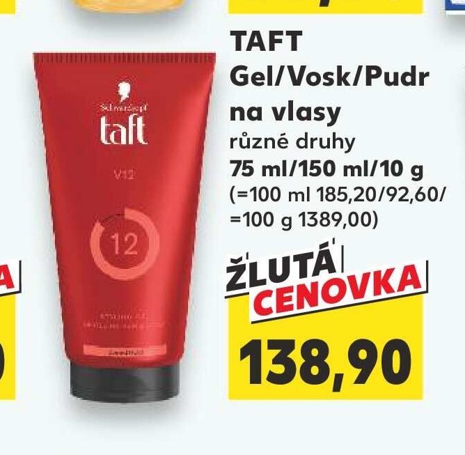 TAFT Gel/Vosk/Pudr na vlasy různé druhy 75 ml/150 ml