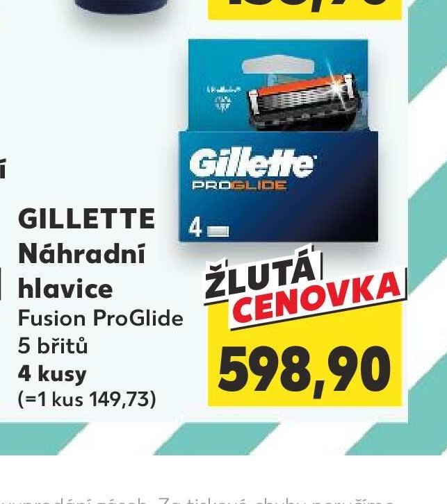 GILLETTE Náhradní hlavice Fusion ProGlide 4 kusy