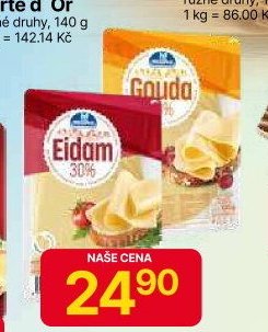 Eidam plátky 30%, Gouda plátky 48%