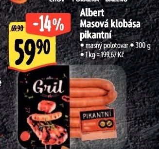 Klobása masová pikantní Albert Gril