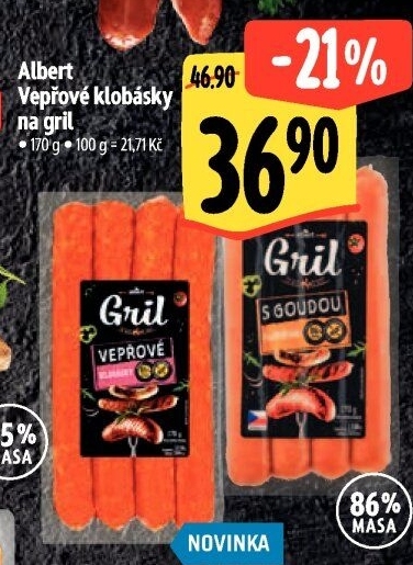 Klobásky vepřové na gril Albert Gril