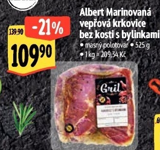 Vepřová krkovice marinovaná bez kosti Bylinky Albert Gril