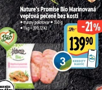 Vepřová pečeně bez kosti marinovaná bio Nature'