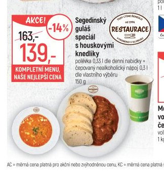 Segedínský guláš s houskovými knedlíky
