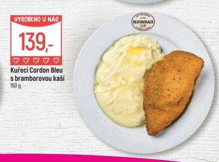 Kuřecí Cordon Bleu s bramborovou kaší