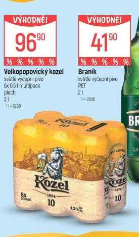 Velkopopovický kozel 6x 0,5 l multipack