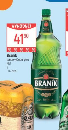 Braník světlé výčepní pivo 2 l