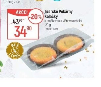 Jizerské Pekárny Koláčky s hruškovou a višňovou náplní 120 g