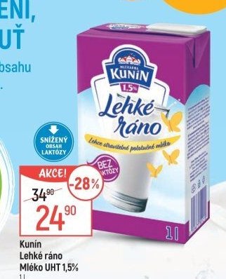 Kunín Lehké ráno Mléko UHT 1,5%