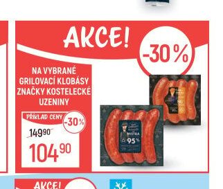 Grilovací klobásy značky Kostelecké uzeniny