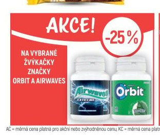Na vybrané žvýkačky značky Orbit a Airwaves