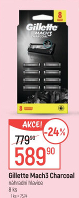 Náhradní hlavice pánské Gillette Mach 3 Charcoal