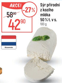 Sýr kozí přírodní 50%