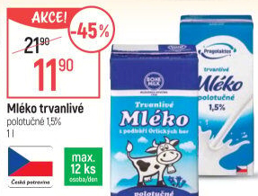 Mléko trvanlivé Bohemilk - 1,5% polotučné