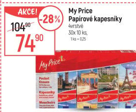 Papírové kapesníčky 4vrstvé My Price