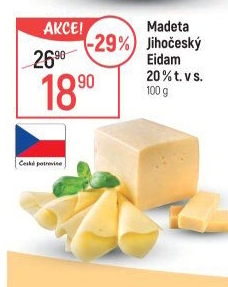 Sýr Eidam Jihočeský 20% Madeta
