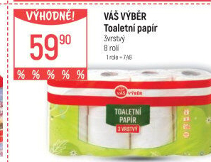 Toaletní papír 3vrstvý Váš Výběr