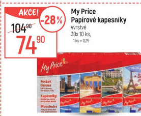 Papírové kapesníčky 4vrstvé My Price
