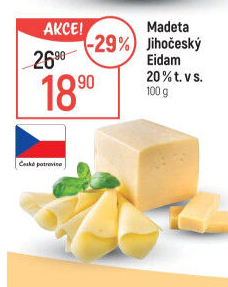 Sýr Eidam Jihočeský 20% Madeta