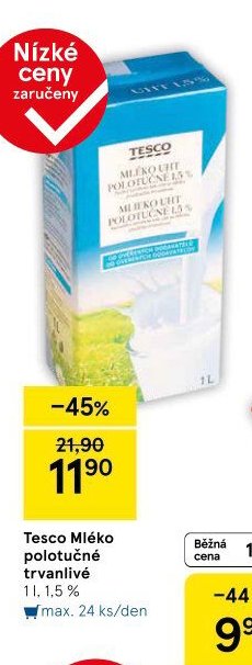 Tesco Mléko polotučné trvanlivé