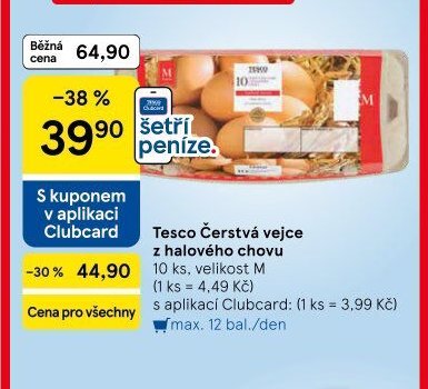 Tesco Čerstvá vejce z halového chovu