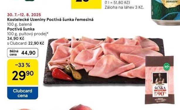 Kostelecké Uzeniny Poctivá šunka řemeslná