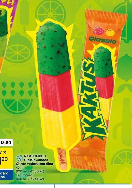 Nestlé Kaktus Classic Jahoda Citrón vodová zmrzlina