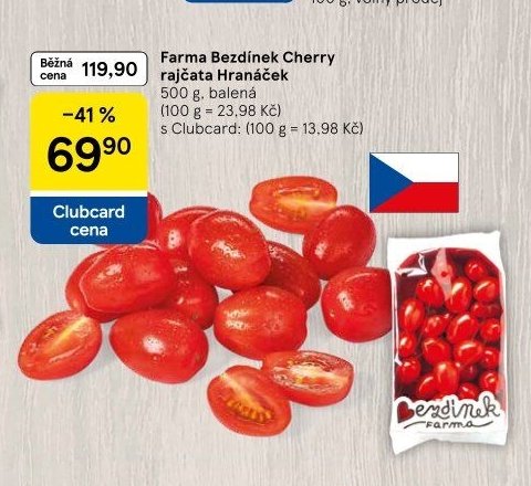 Farma Bezdínek Cherry rajčata Hranáček