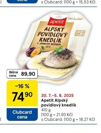 Apetit Alpský povidlový knedlík
