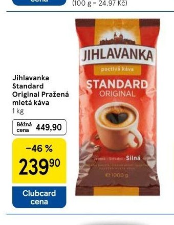Jihlavanka Standard Original Pražená mletá káva