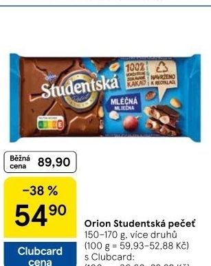 Čokoláda Studentská pečeť Orion