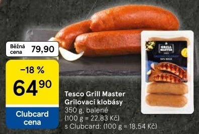 Grilovací klobásy Grill Master Tesco