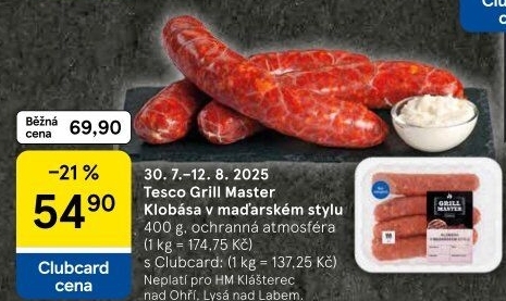 Klobásy maďarské Grill Master Tesco