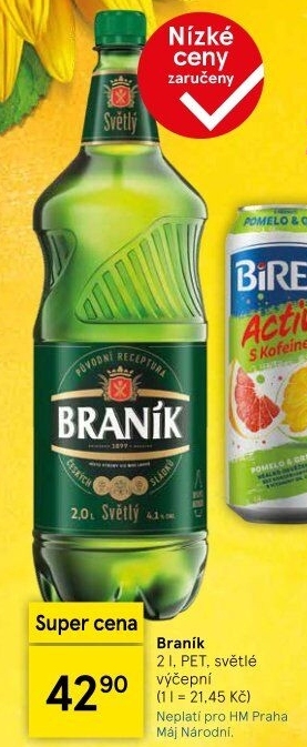Pivo světlé výčepní 10° Braník