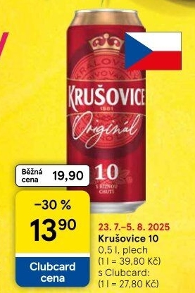 Pivo světlé výčepní Originál Královská 10° Krušovice