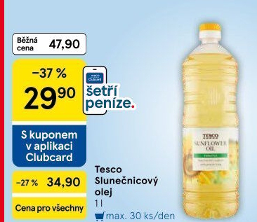 Slunečnicový olej Tesco