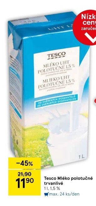 Tesco Mléko polotučné trvanlivé