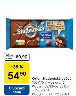 Čokoláda Studentská pečeť Orion