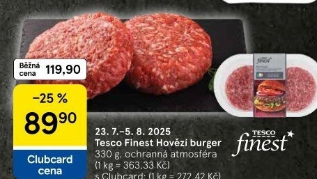Hovězí hamburger Tesco Finest