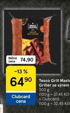 Klobásy sýrové Griller Grill Master Tesco