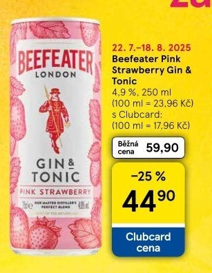 Míchaný nápoj Beefeater Pink Gin a Tonic