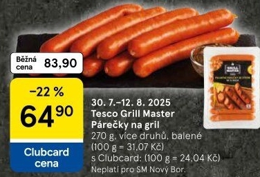 Párečky na gril Grill Master Tesco
