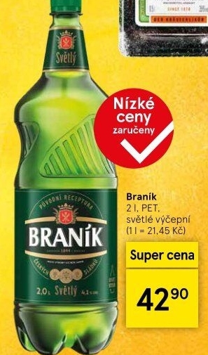 Pivo světlé výčepní 10° Braník